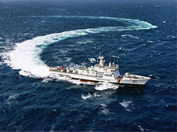 ▲보령해경에 비채된 500톤급 511함 기동 모습