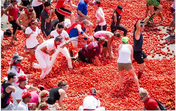 ▲스페인의 토마토 축제 모습